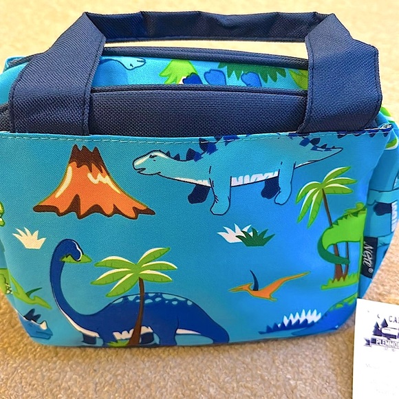 NEW with tags! Blue Dinosaur Print Lunch Bag - Picture 1 of 6